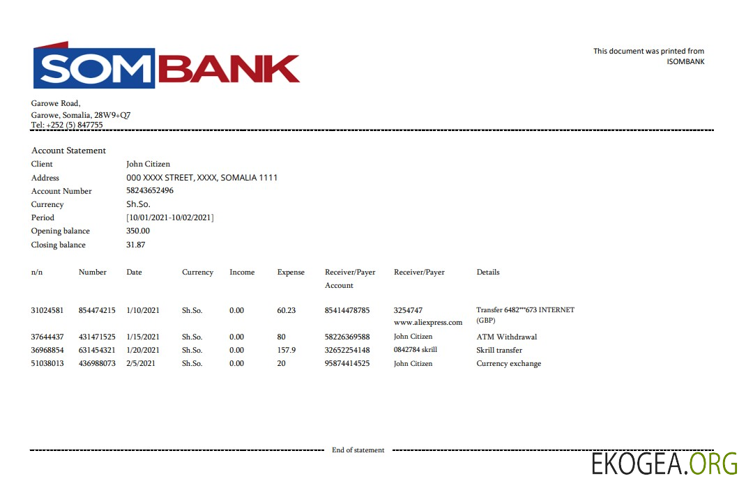 Somalie Sombank excel pdf